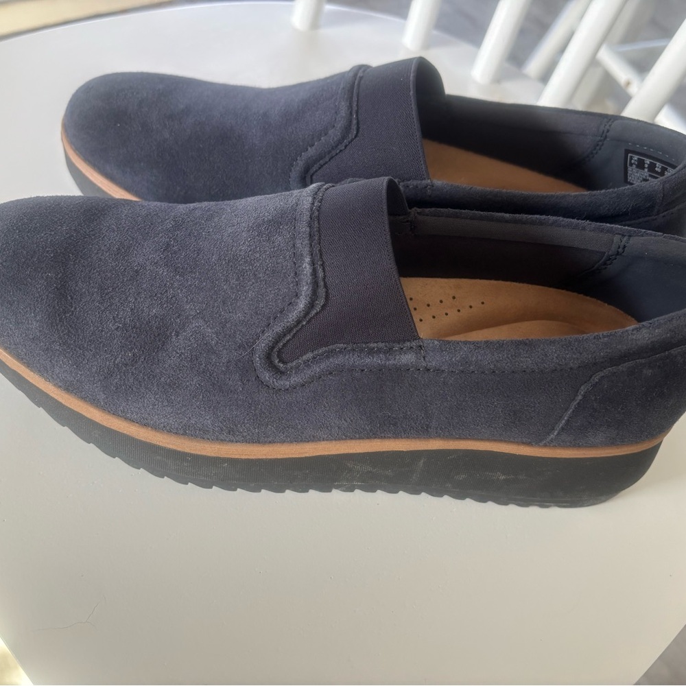 NEW Clarks Navy Suede Slip-On Loafers